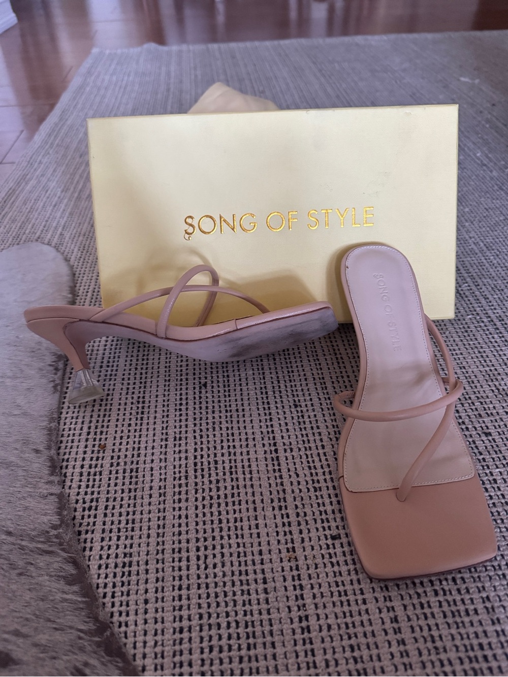 Song of Style Blush Nude Strappy Square-Toe Heeled Sandals
